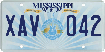 MS license plate XAV042