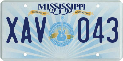 MS license plate XAV043