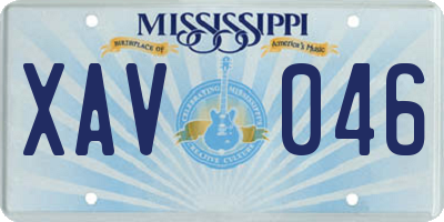 MS license plate XAV046