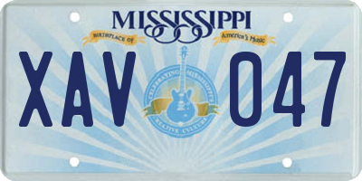 MS license plate XAV047