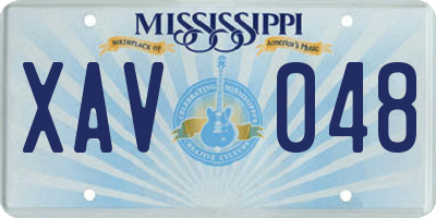 MS license plate XAV048