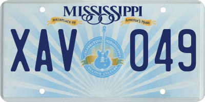 MS license plate XAV049