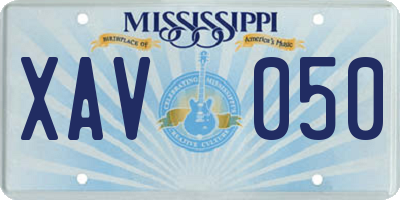 MS license plate XAV050