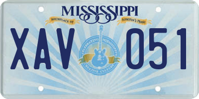 MS license plate XAV051