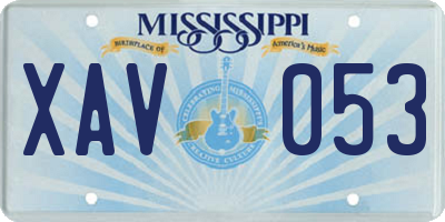 MS license plate XAV053
