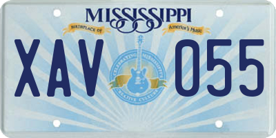 MS license plate XAV055