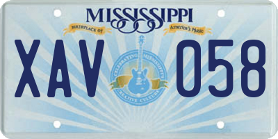 MS license plate XAV058