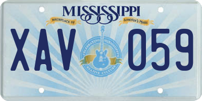 MS license plate XAV059
