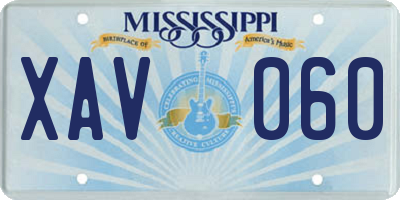 MS license plate XAV060