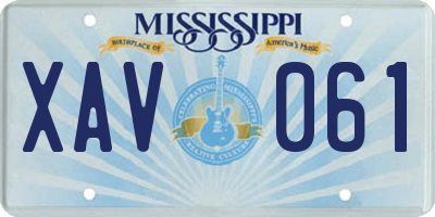 MS license plate XAV061