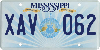 MS license plate XAV062