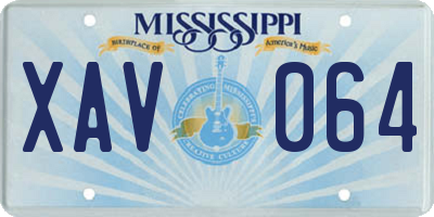 MS license plate XAV064