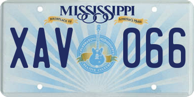 MS license plate XAV066