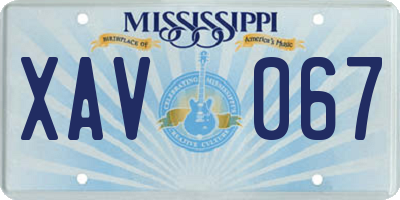 MS license plate XAV067