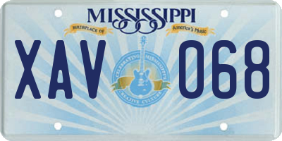 MS license plate XAV068