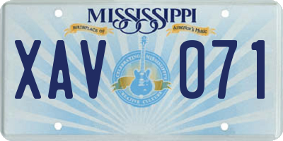 MS license plate XAV071
