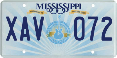 MS license plate XAV072