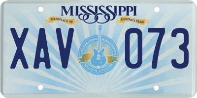 MS license plate XAV073