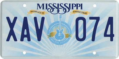 MS license plate XAV074