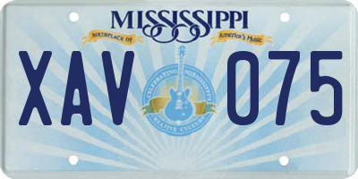 MS license plate XAV075
