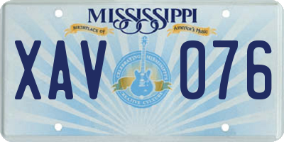 MS license plate XAV076