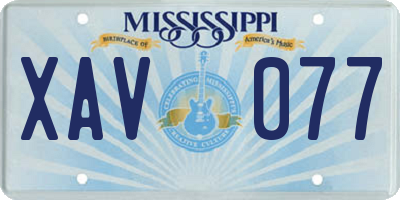 MS license plate XAV077