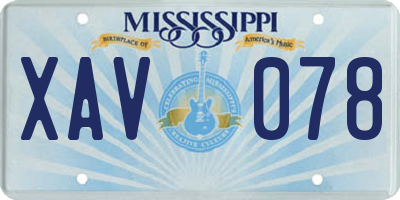 MS license plate XAV078
