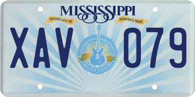 MS license plate XAV079