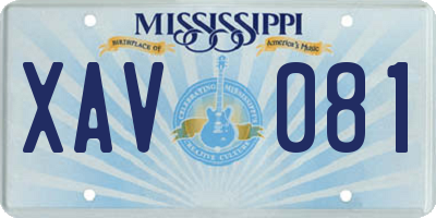 MS license plate XAV081