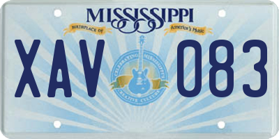 MS license plate XAV083