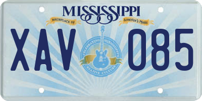 MS license plate XAV085