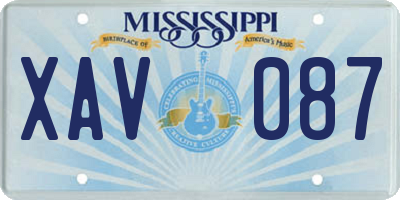 MS license plate XAV087