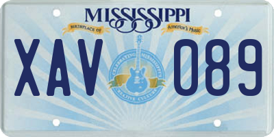 MS license plate XAV089