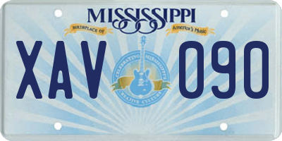 MS license plate XAV090