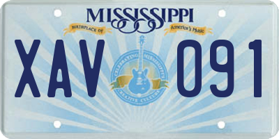MS license plate XAV091