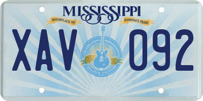 MS license plate XAV092