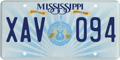 MS license plate XAV094