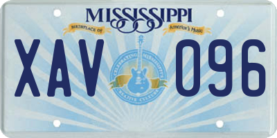 MS license plate XAV096