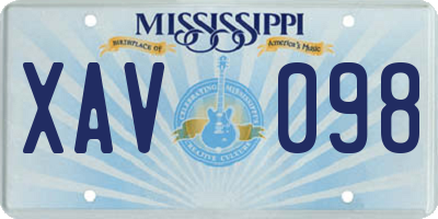 MS license plate XAV098