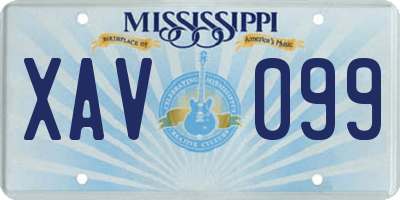 MS license plate XAV099