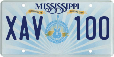 MS license plate XAV100