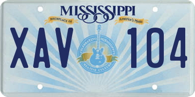 MS license plate XAV104