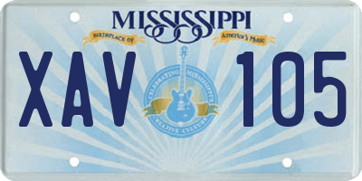 MS license plate XAV105