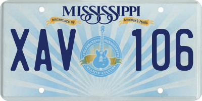 MS license plate XAV106