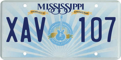 MS license plate XAV107