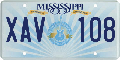 MS license plate XAV108