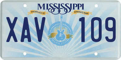 MS license plate XAV109