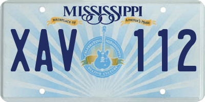 MS license plate XAV112