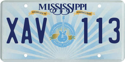 MS license plate XAV113
