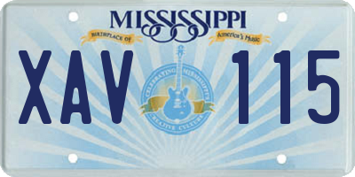 MS license plate XAV115